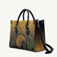 New Zealand Kiwi Bird Leather Bag Silver Fern Mix Maori Pattern LT05 Brown - Polynesian Pride