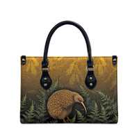 New Zealand Kiwi Bird Leather Bag Silver Fern Mix Maori Pattern LT05 - Polynesian Pride