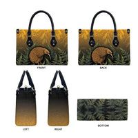 New Zealand Kiwi Bird Leather Bag Silver Fern Mix Maori Pattern LT05 - Polynesian Pride