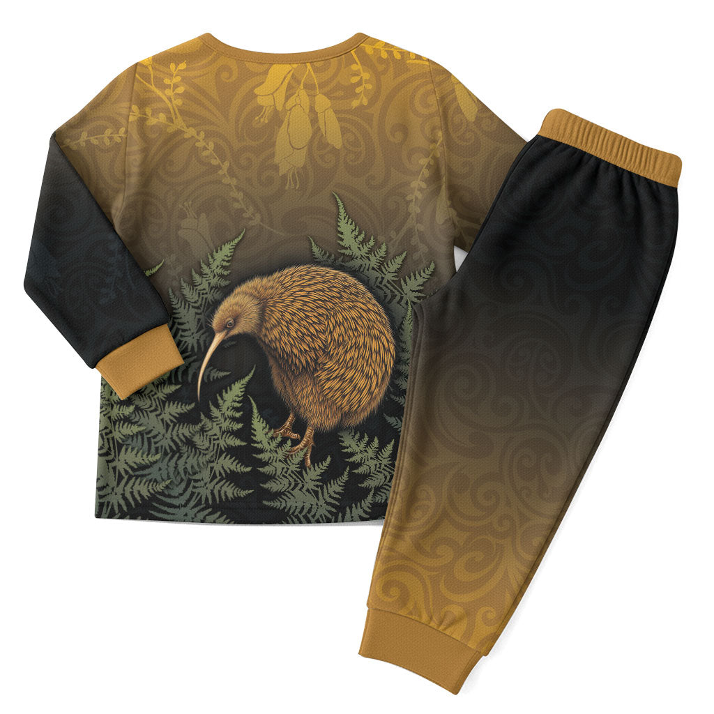 New Zealand Kiwi Bird Christmas Pajama Set Silver Fern Mix Maori Pattern LT05 - Polynesian Pride