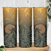 New Zealand Kiwi Bird Skinny Tumbler Silver Fern Mix Maori Pattern LT05 - Polynesian Pride