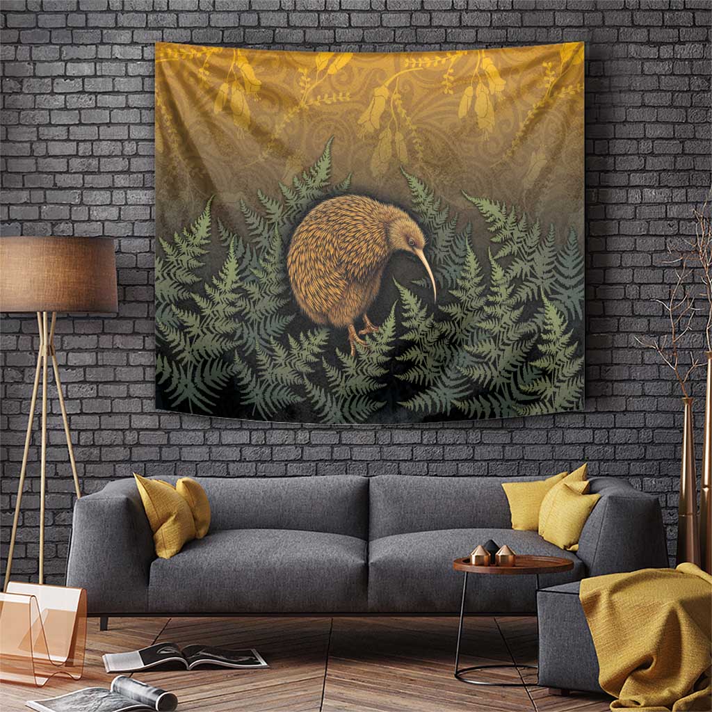 New Zealand Kiwi Bird Tapestry Silver Fern Mix Maori Pattern
