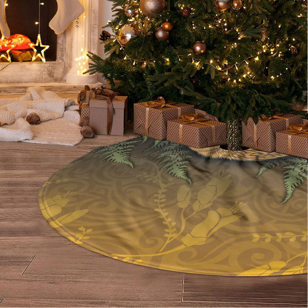New Zealand Kiwi Bird Tree Skirt Silver Fern Mix Maori Pattern LT05 - Polynesian Pride