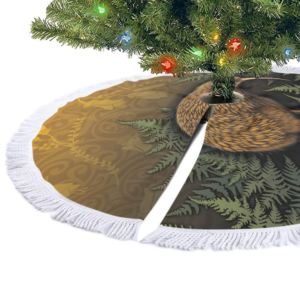 New Zealand Kiwi Bird Tree Skirt Silver Fern Mix Maori Pattern LT05 - Polynesian Pride