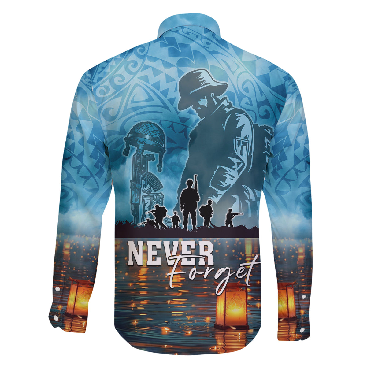 Hawaii Memorial Day Lantern Floating Family Matching Off Shoulder Maxi Dress and Hawaiian Shirt Always In Our Hearts LT05 - Polynesian Pride