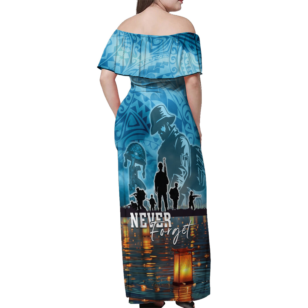 Hawaii Memorial Day Lantern Floating Family Matching Off Shoulder Maxi Dress and Hawaiian Shirt Always In Our Hearts LT05 - Polynesian Pride