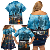 Hawaii Memorial Day Lantern Floating Family Matching Off Shoulder Short Dress and Hawaiian Shirt Always In Our Hearts LT05 - Polynesian Pride