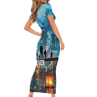 Hawaii Memorial Day Lantern Floating Family Matching Short Sleeve Bodycon Dress and Hawaiian Shirt Always In Our Hearts LT05 - Polynesian Pride