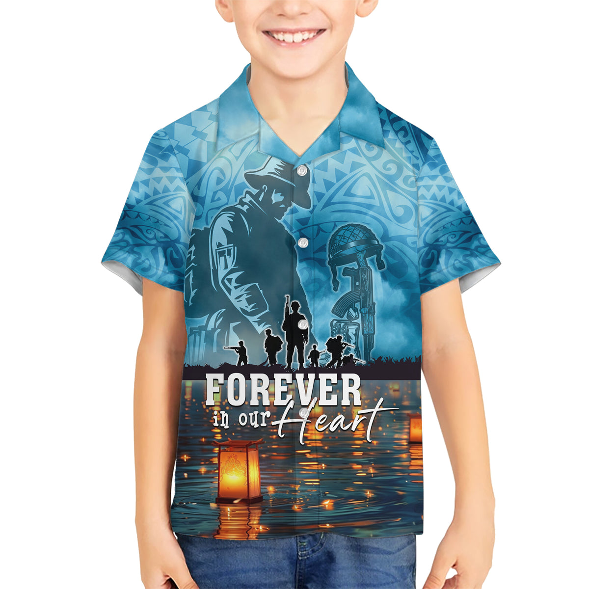 Hawaii Memorial Day Lantern Floating Kid Hawaiian Shirt Always In Our Hearts