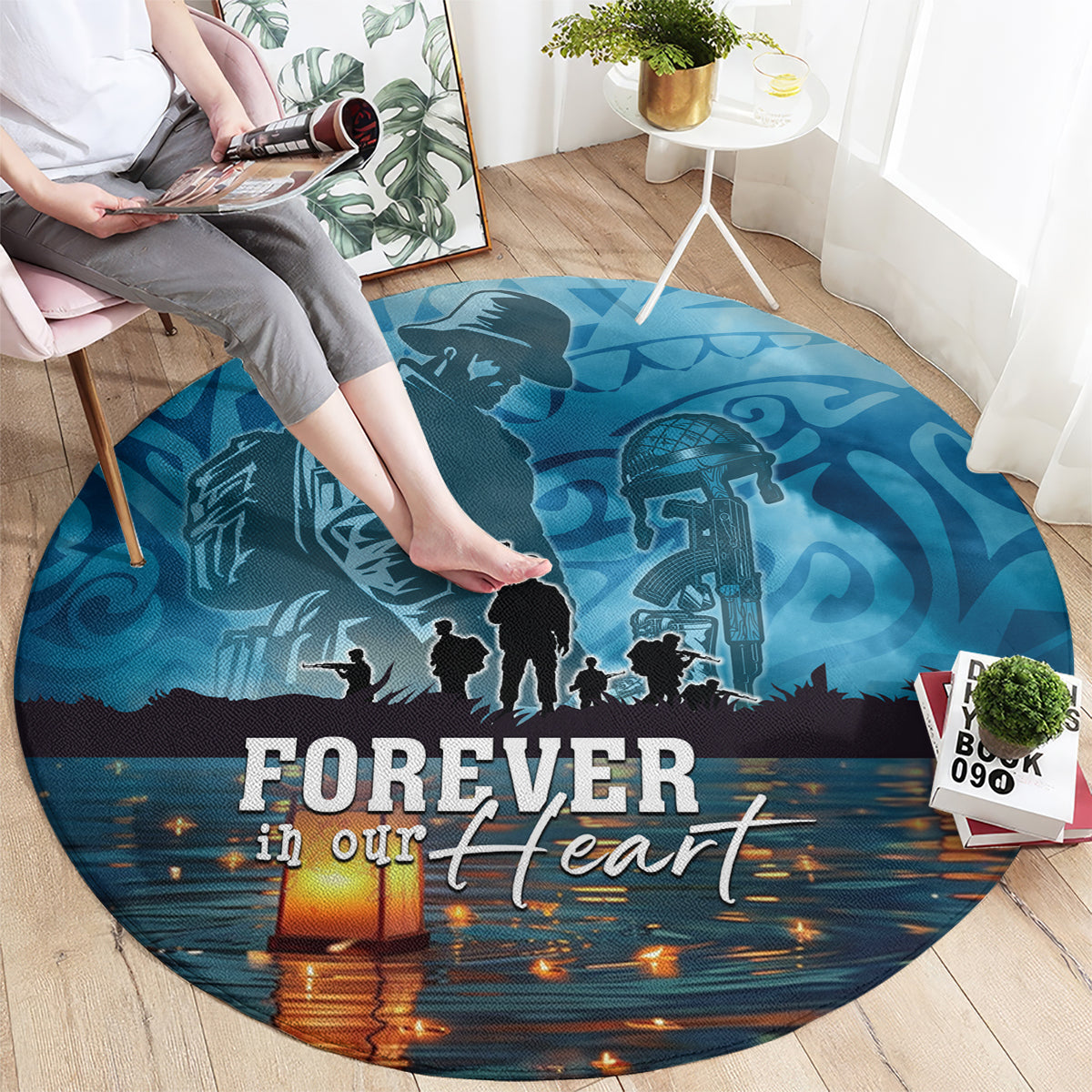 Hawaii Memorial Day Lantern Floating Round Carpet Always In Our Hearts LT05 - Polynesian Pride