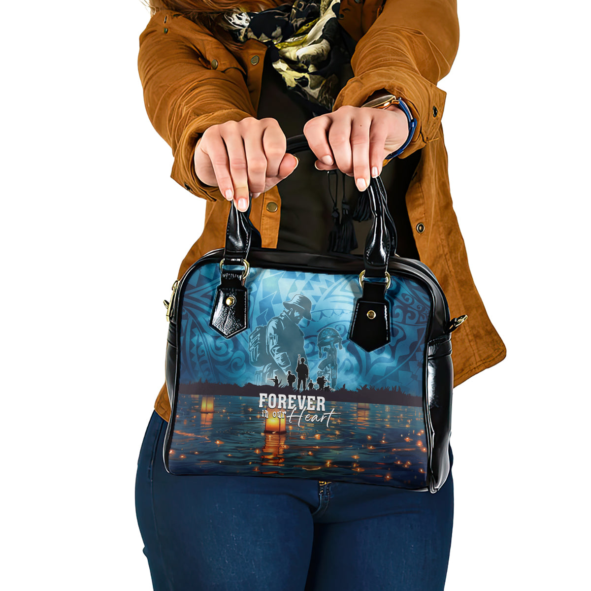 Hawaii Memorial Day Lantern Floating Shoulder Handbag Always In Our Hearts LT05 One Size Blue - Polynesian Pride