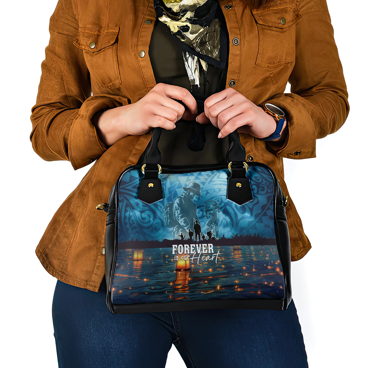 Hawaii Memorial Day Lantern Floating Shoulder Handbag Always In Our Hearts LT05 - Polynesian Pride