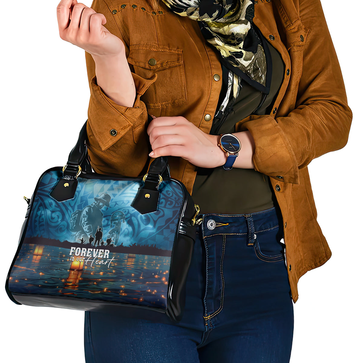 Hawaii Memorial Day Lantern Floating Shoulder Handbag Always In Our Hearts LT05 - Polynesian Pride