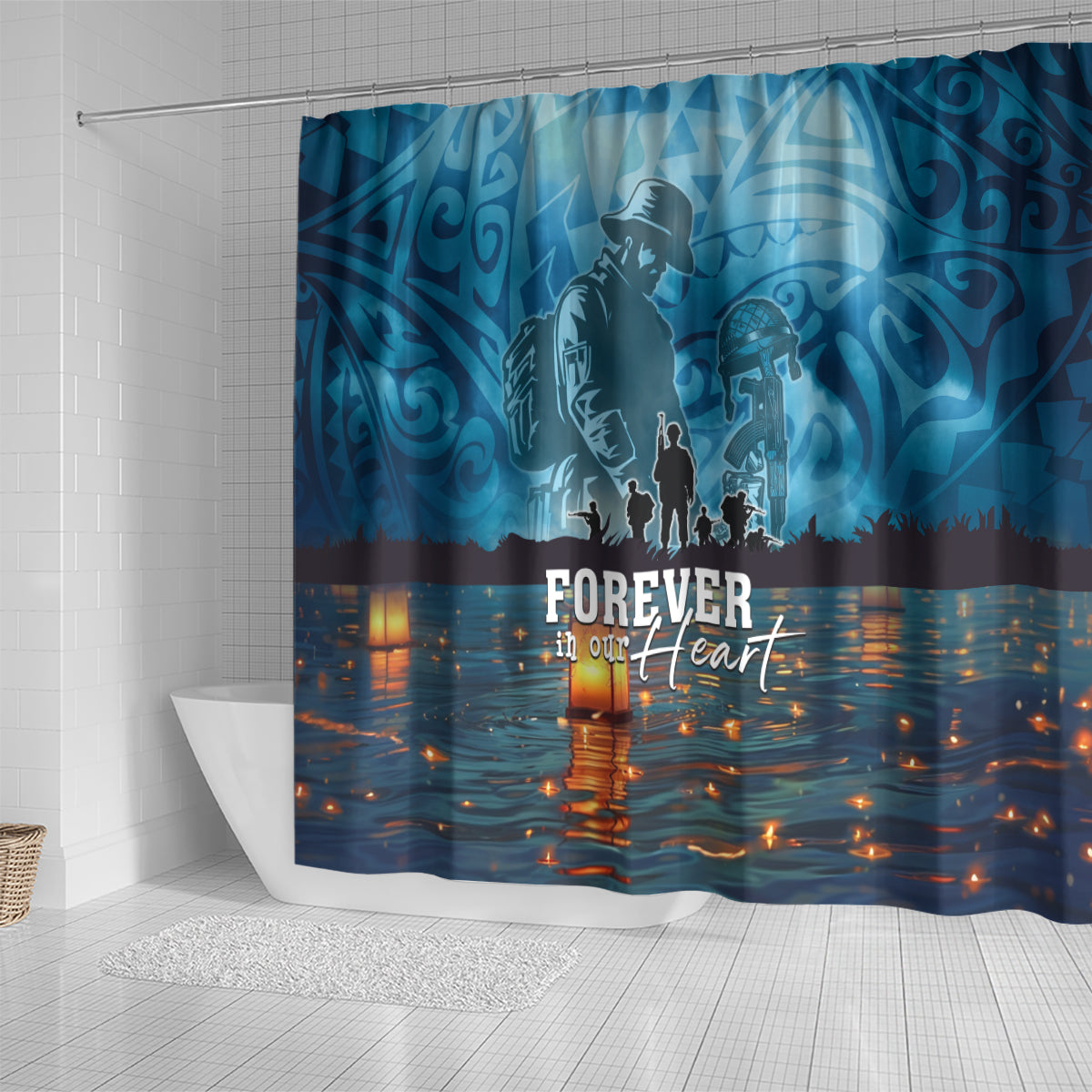 Hawaii Memorial Day Lantern Floating Shower Curtain Always In Our Hearts LT05 - Polynesian Pride