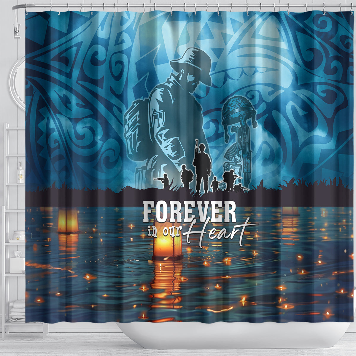 Hawaii Memorial Day Lantern Floating Shower Curtain Always In Our Hearts LT05 - Polynesian Pride