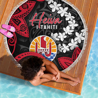 Tahiti Heiva Festival Beach Blanket Floral Pattern With Coat Of Arms LT05 - Polynesian Pride