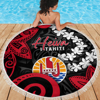 Tahiti Heiva Festival Beach Blanket Floral Pattern With Coat Of Arms LT05 - Polynesian Pride