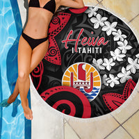 Tahiti Heiva Festival Beach Blanket Floral Pattern With Coat Of Arms LT05 - Polynesian Pride