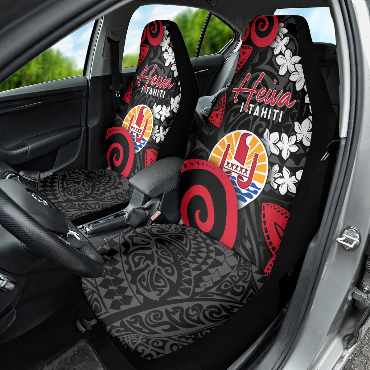 Tahiti Heiva Festival Car Seat Cover Floral Pattern With Coat Of Arms LT05 - Polynesian Pride