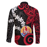 Tahiti Heiva Festival Family Matching Long Sleeve Bodycon Dress and Hawaiian Shirt Floral Pattern With Coat Of Arms LT05 - Polynesian Pride