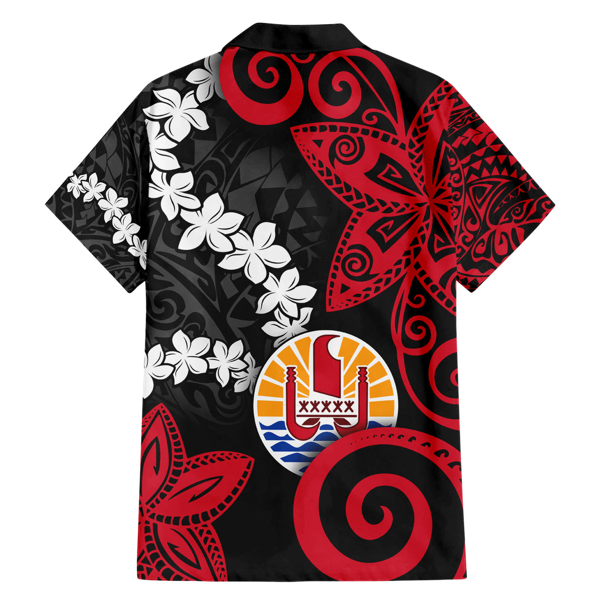 Tahiti Heiva Festival Family Matching Short Sleeve Bodycon Dress and Hawaiian Shirt Floral Pattern With Coat Of Arms LT05 - Polynesian Pride