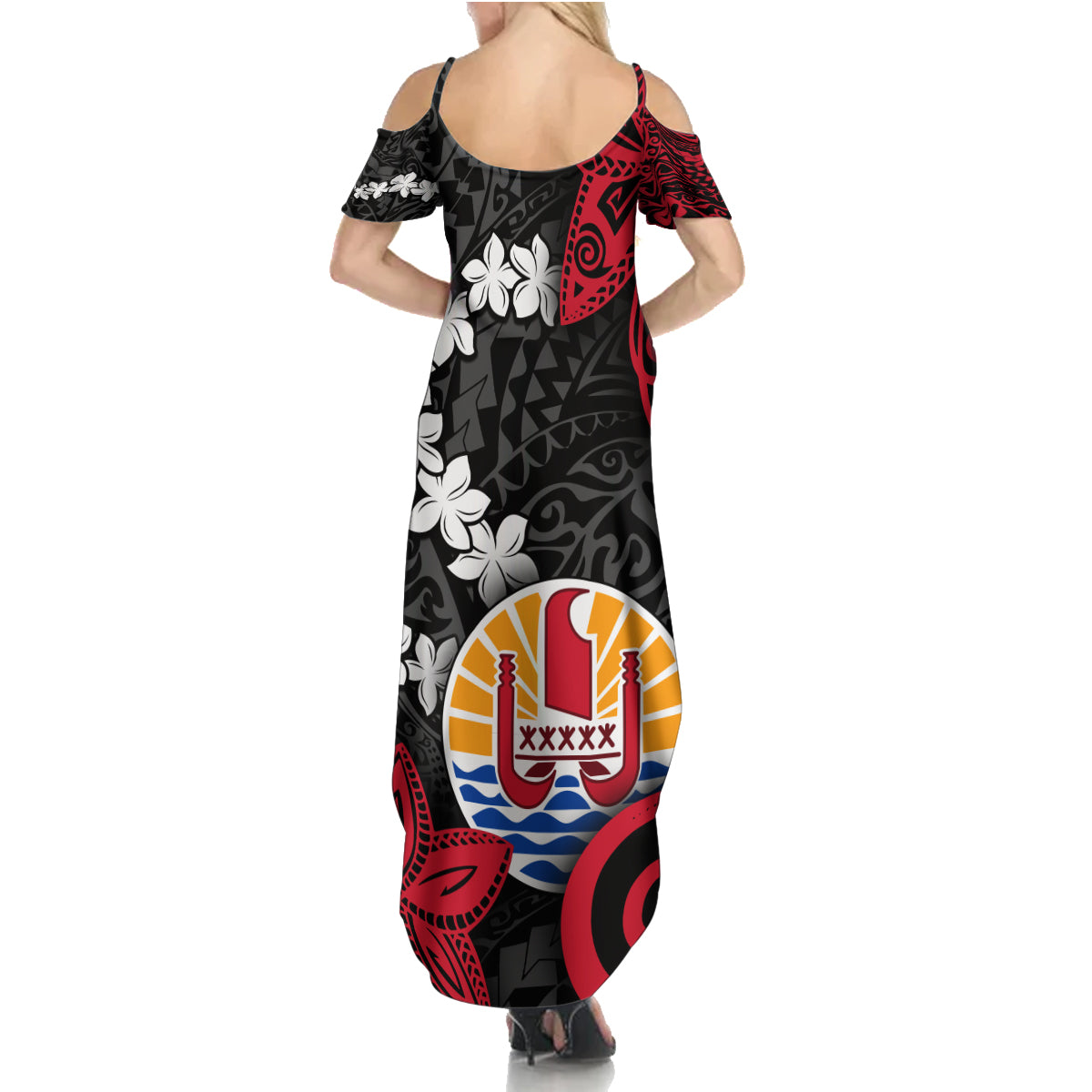 Tahiti Heiva Festival Family Matching Summer Maxi Dress and Hawaiian Shirt Floral Pattern With Coat Of Arms LT05 - Polynesian Pride