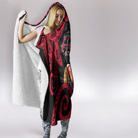 Tahiti Heiva Festival Hooded Blanket Floral Pattern With Coat Of Arms LT05 - Polynesian Pride