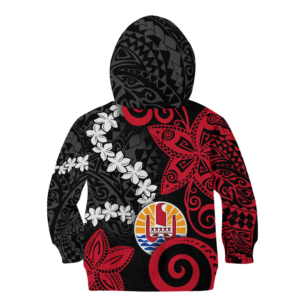 Tahiti Heiva Festival Kid Hoodie Floral Pattern With Coat Of Arms LT05 - Polynesian Pride