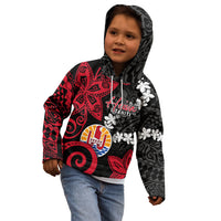 Tahiti Heiva Festival Kid Hoodie Floral Pattern With Coat Of Arms LT05 - Polynesian Pride
