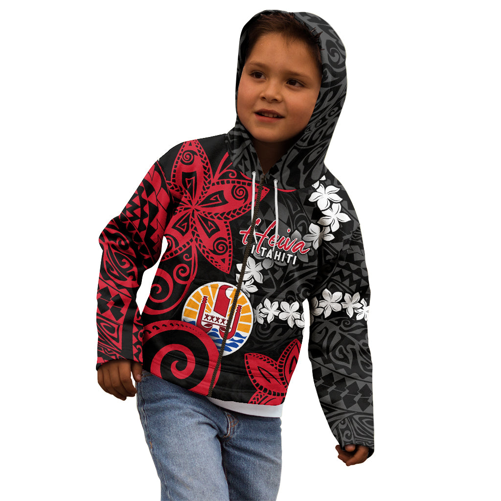 Tahiti Heiva Festival Kid Hoodie Floral Pattern With Coat Of Arms LT05 - Polynesian Pride
