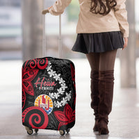 Tahiti Heiva Festival Luggage Cover Floral Pattern With Coat Of Arms LT05 - Polynesian Pride