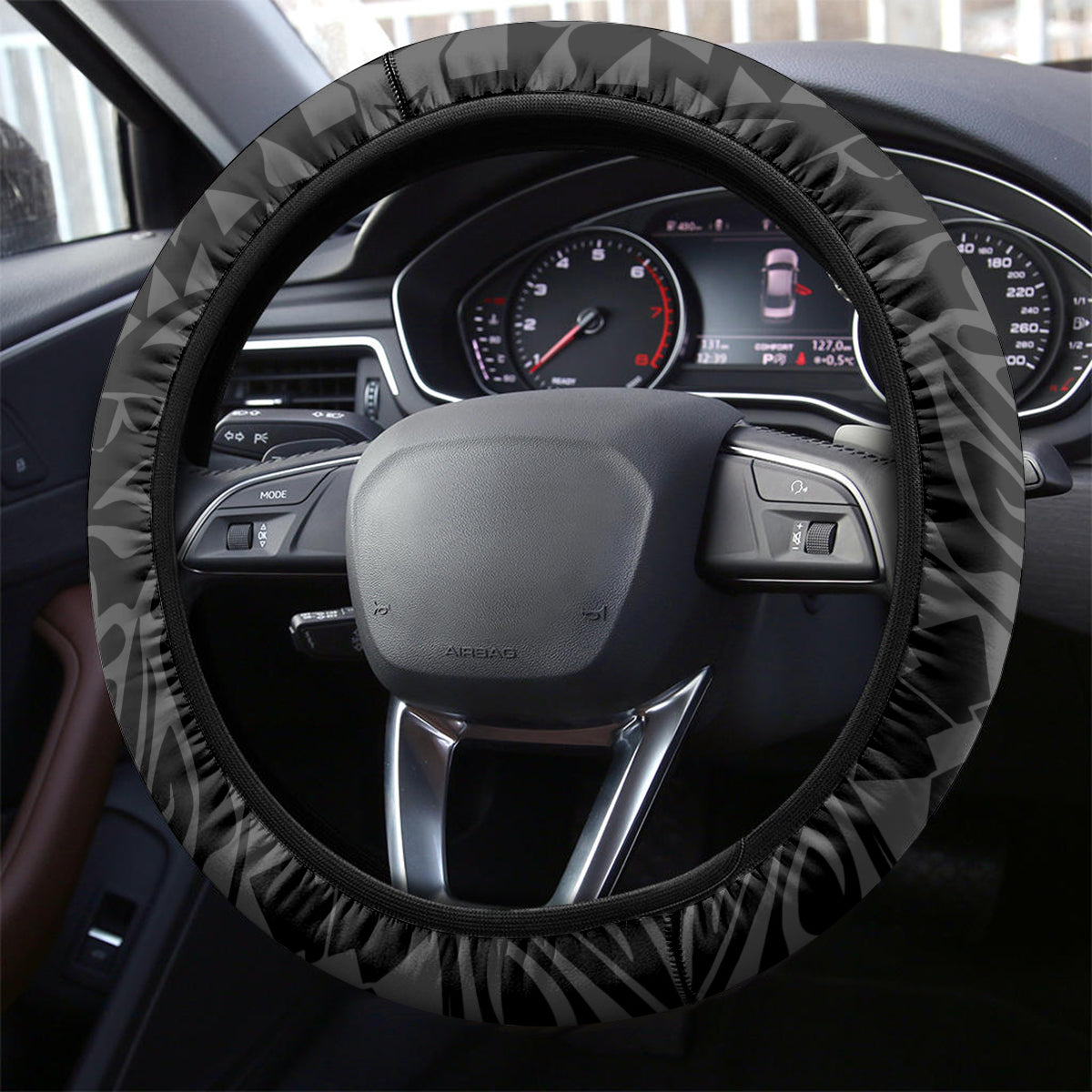 Tahiti Heiva Festival Steering Wheel Cover Floral Pattern With Coat Of Arms LT05 - Polynesian Pride