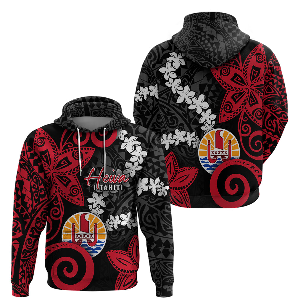 Tahiti Heiva Festival Zip Hoodie Floral Pattern With Coat Of Arms LT05 - Polynesian Pride