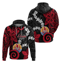 Tahiti Heiva Festival Zip Hoodie Floral Pattern With Coat Of Arms LT05 - Polynesian Pride