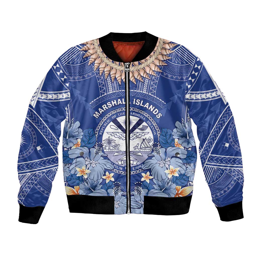 Marshall Islands Jemenei Day Bomber Jacket Polynesian Tribal Tattoo Seashell Necklace