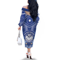 Marshall Islands Jemenei Day Family Matching Off The Shoulder Long Sleeve Dress and Hawaiian Shirt Polynesian Tribal Tattoo Seashell Necklace LT05 - Polynesian Pride