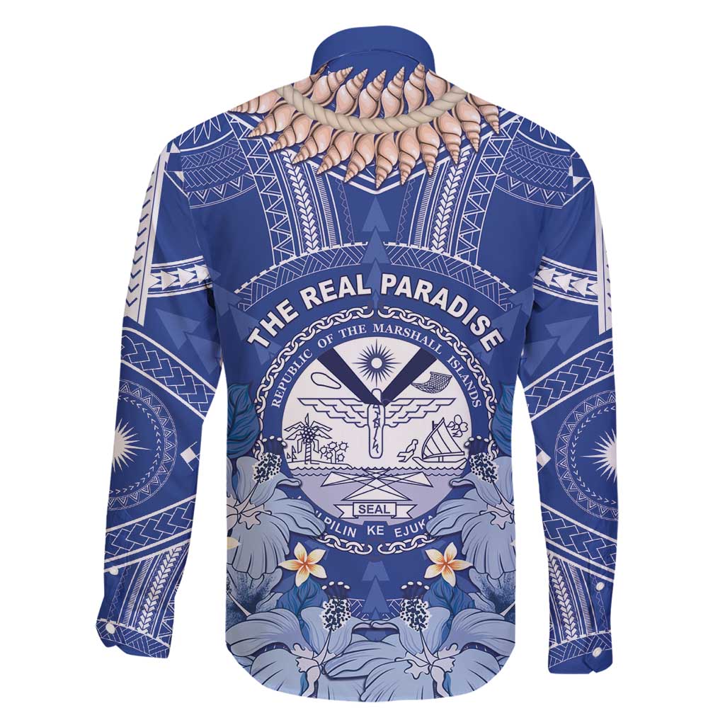 Marshall Islands Jemenei Day Family Matching Off Shoulder Maxi Dress and Hawaiian Shirt Polynesian Tribal Tattoo Seashell Necklace LT05 - Polynesian Pride