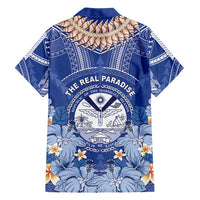 Marshall Islands Jemenei Day Family Matching Off Shoulder Short Dress and Hawaiian Shirt Polynesian Tribal Tattoo Seashell Necklace LT05 - Polynesian Pride