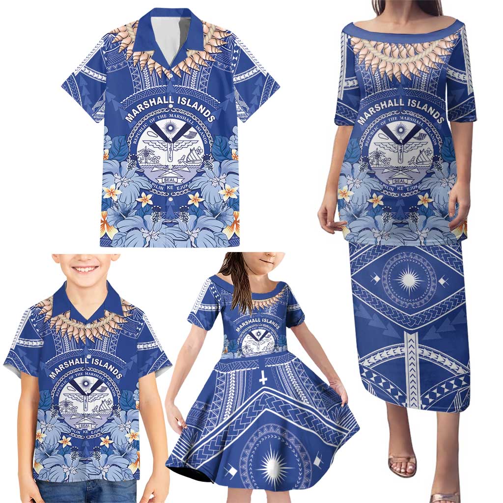 Marshall Islands Jemenei Day Family Matching Puletasi and Hawaiian Shirt Polynesian Tribal Tattoo Seashell Necklace LT05 - Polynesian Pride