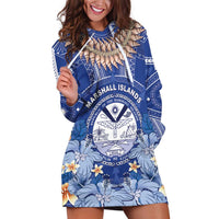 Marshall Islands Jemenei Day Hoodie Dress Polynesian Tribal Tattoo Seashell Necklace LT05 Blue - Polynesian Pride