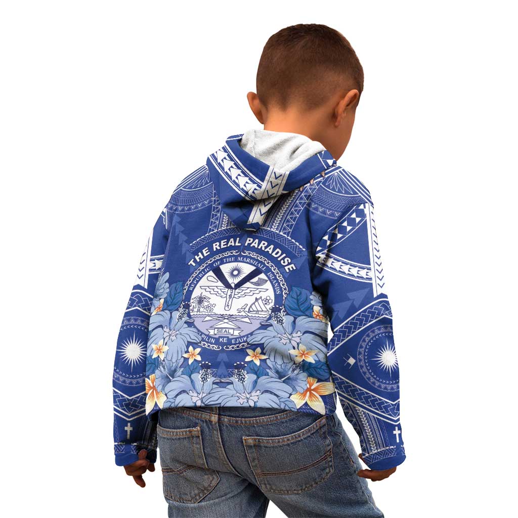 Marshall Islands Jemenei Day Kid Hoodie Polynesian Tribal Tattoo Seashell Necklace