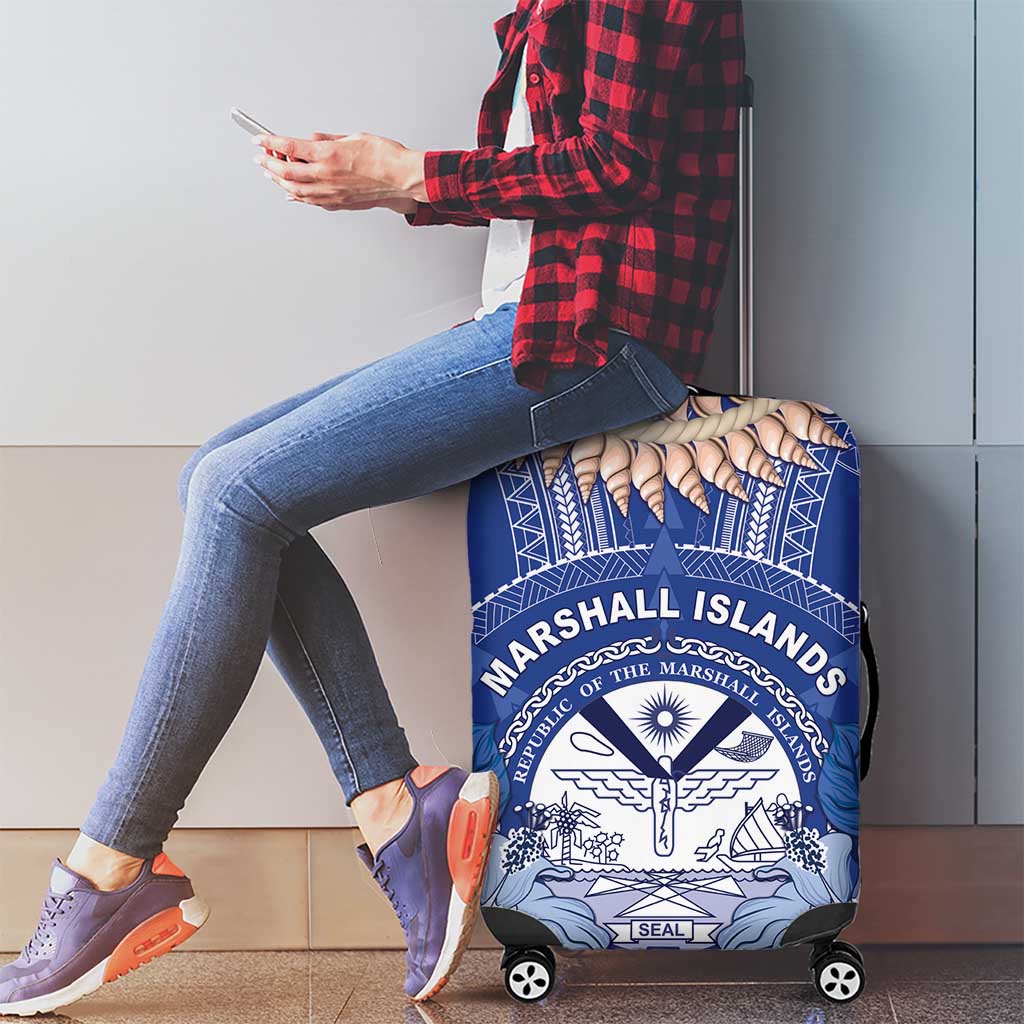 Marshall Islands Jemenei Day Luggage Cover Polynesian Tribal Tattoo Seashell Necklace