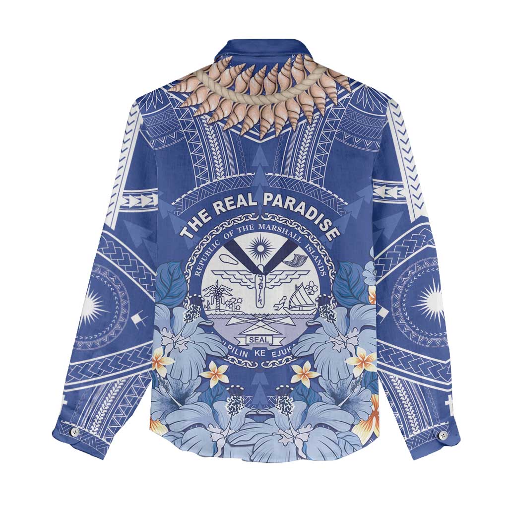 Marshall Islands Jemenei Day Women Casual Shirt Polynesian Tribal Tattoo Seashell Necklace LT05 - Polynesian Pride