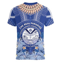 Marshall Islands Jemenei Day Women V-Neck T-Shirt Polynesian Tribal Tattoo Seashell Necklace LT05 - Polynesian Pride