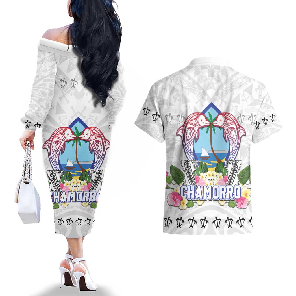 Guam Chamorro Liberation Day Couples Matching Off The Shoulder Long Sleeve Dress and Hawaiian Shirt 81st Anniversary LT05 - Polynesian Pride