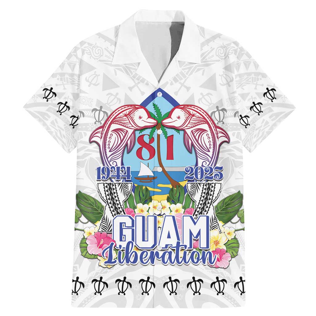 Guam Chamorro Liberation Day Family Matching Mermaid Dress and Hawaiian Shirt 81st Anniversary LT05 Dad's Shirt - Short Sleeve White - Polynesian Pride