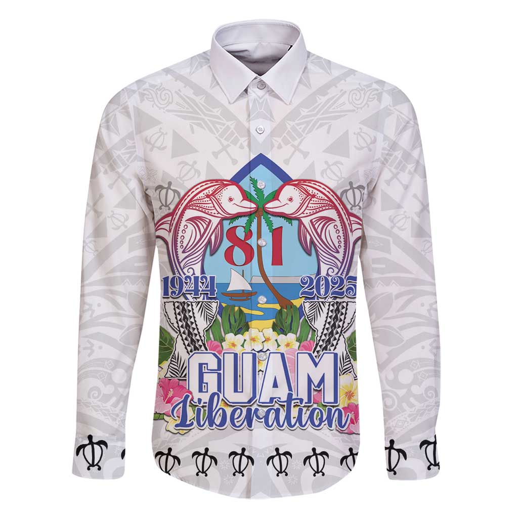 Guam Chamorro Liberation Day Family Matching Mermaid Dress and Hawaiian Shirt 81st Anniversary LT05 Dad's Shirt - Long Sleeve White - Polynesian Pride