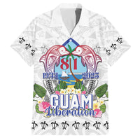 Guam Chamorro Liberation Day Family Matching Off The Shoulder Long Sleeve Dress and Hawaiian Shirt 81st Anniversary LT05 Dad's Shirt - Short Sleeve White - Polynesian Pride