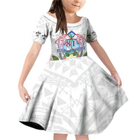 Guam Chamorro Liberation Day Family Matching Off Shoulder Short Dress and Hawaiian Shirt 81st Anniversary LT05 Daughter's Dress White - Polynesian Pride