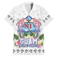 Guam Chamorro Liberation Day Family Matching Off Shoulder Short Dress and Hawaiian Shirt 81st Anniversary LT05 Dad's Shirt - Short Sleeve White - Polynesian Pride